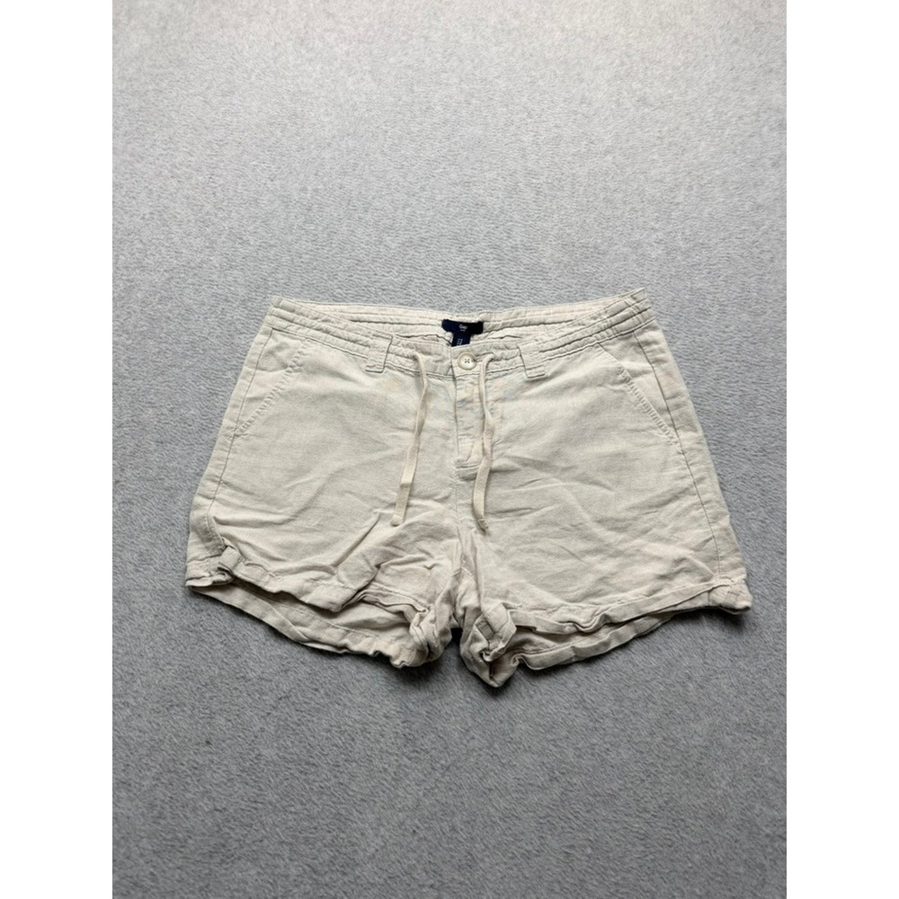 Gap Womens Beige Linen Blend Drawstring Shorts Size 4 Casual Summer Beach